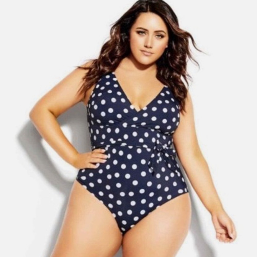 City Chic Black and White One Piece Swimwear 16/18 (plus size M)